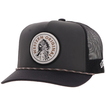 Hooey Quanah Charcoal and Black Hat with Black and White Circle Patch